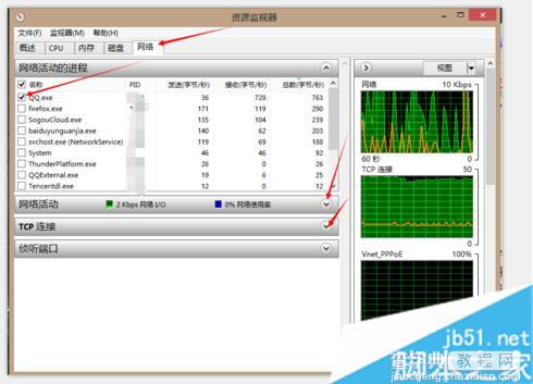 Win8系统利用资源监视器如何查看QQ好友的IP地址2