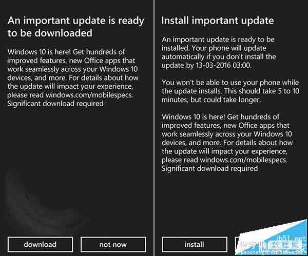 WP8.1系统直接升级Win10 Mobile更新过程体验 官方截图1