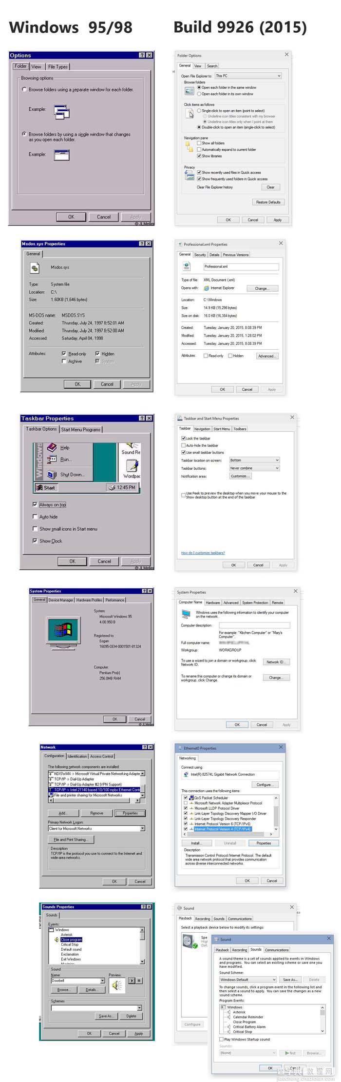 Win10抄袭win95？   Win95 vs Win10变化对比图1